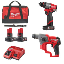 DUO PACK MILWAUKEE M12-FPP2B 12V/4A PERCEUSE+PERFO SDS+