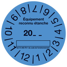 BOITE 100 ETIQUETTES BLEU EQUIPEMENT RECONNU ETANCHE