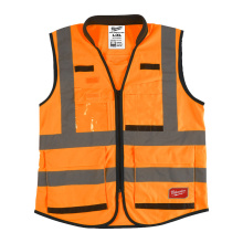 GILET HAUTE VISIBILITE ORANGE L/XL AVEC ZIP ET MULTIPLES POCHES
