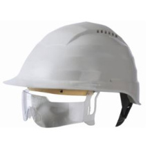 Casque Blanc surlunettes intégrées avec porte badge ss jugulaire